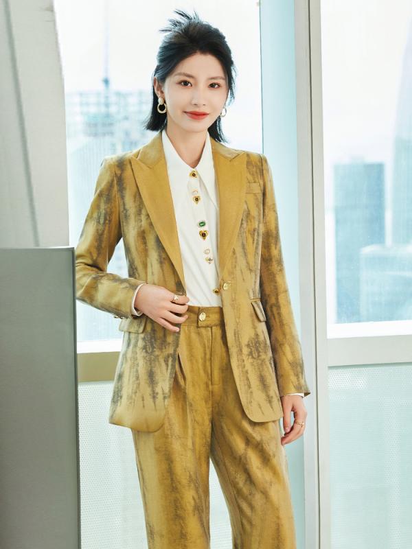 スーツ レディース 女性用 ジャガード織り 高級感 セットアップ 2点セット ジャケット 微フレアパンツ オフィス ビジネス 通勤 フォーマル 入学式 卒業式 低身長 小柄向け 秋冬