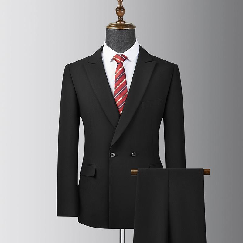 スーツ メンズ ビジネス フォーマル セットアップ 大きいサイズ 結婚式 冠婚葬祭 通勤 オフィス ダブルボタンジャケット パンツ ゆったり ルーズフィット 体型カバー アセテート混紡 高級感 上質 通年 ビジカジ