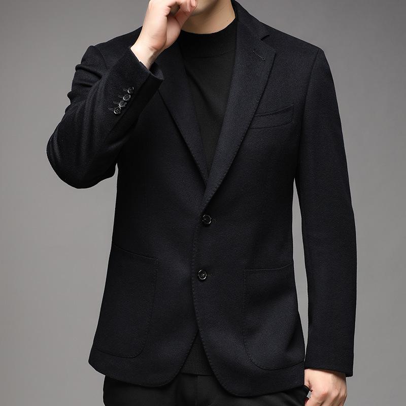 楽天セキュアデポテーラードジャケット メンズ 厚手 カシミヤウール ビジネス カジュアル ゆったり 秋冬 長袖 シングルブレスト ミドル丈 30代 40代 50代 紺