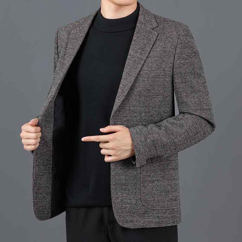 テーラードジャケット メンズ 秋冬 イージーケア 吸湿速乾 通気性 耐久性 ダブルフェイス カシミヤ ウール スリムフィット ショート丈 シングルブレスト 2つボタン チェック柄 高級感 ビジネス カジュアル 通勤 デイリー 万能