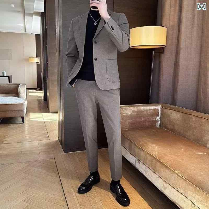 テーラードジャケット メンズ 高級感 カジュアル シングルブレスト ウール混 メルトン 厚手 スリムフィット 秋冬 ウォッシャブル ビジネス オフィス 通勤