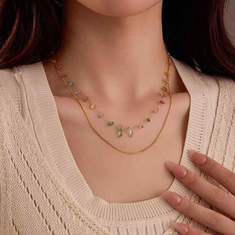 ネックレス レディース ステンレス 18K金メッキ 金属アレルギー対応 変色しにくい 欧米風 インスタ風 ..