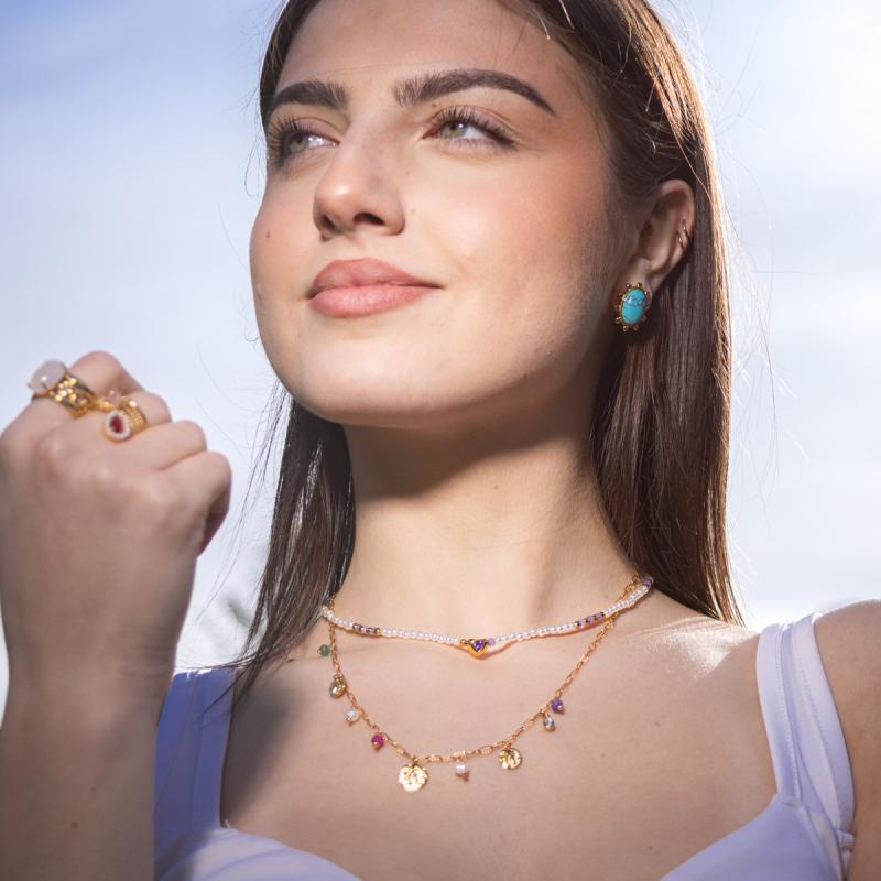 ネックレス レディース 女性用 サージカルステンレス 電気メッキ加工 パール ジルコニア ペンダント 鎖骨チェーン 高級感 上品 エレガント 欧米風 ユニーク ショートネックレス 通勤 オフィス ファッション アクセサリー