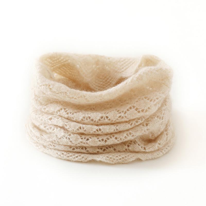 ネックウォーマー レディース 女性用 100%カシミヤ 防寒 保温 首元暖か 透かし編み ニット スヌード 無地 シンプル ミドル丈 秋冬