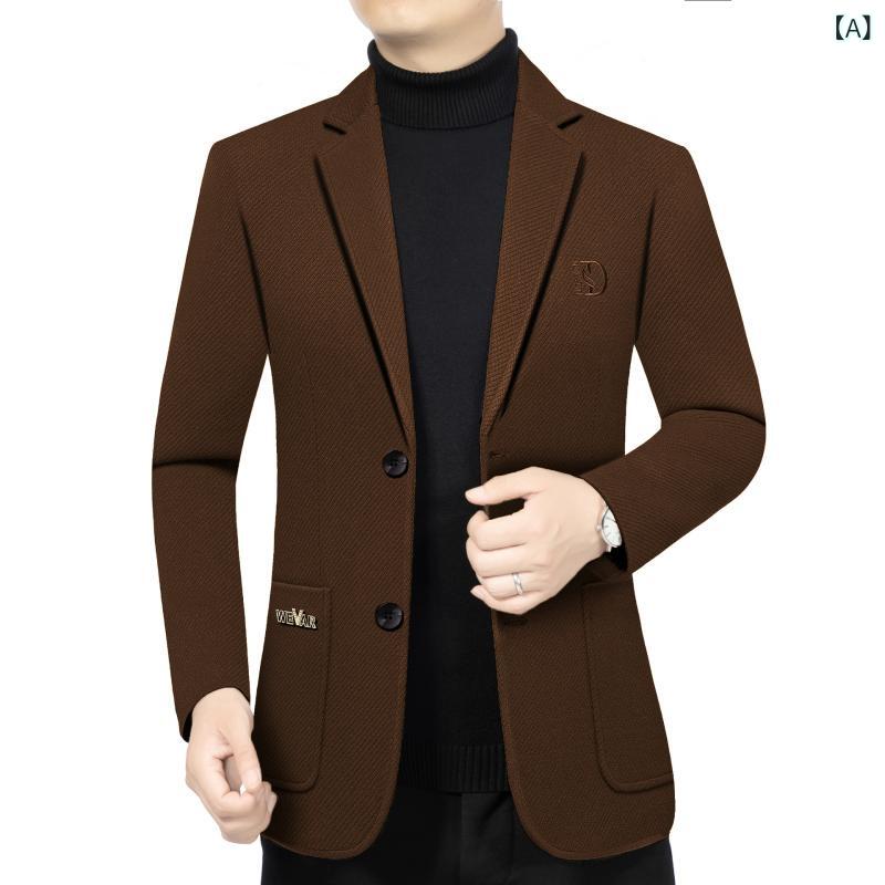 ジャケット メンズ シワになりにくい 高耐久 ビジネスカジュアル スリムフィット 通勤用 テーラードジャケット アウター 秋冬 無地 コットンブレンド ポリエステル素材 大人 紳士