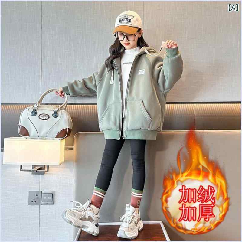 コート 女の子 キッズ ジュニア 裏起毛 厚手 中綿 防寒 秋冬 フード付き ジップアップ 長袖 かわいい おしゃれ 韓国風 アウター 通学