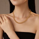 ネックレス レディース 18K ゴールド ステンレス ツイスト 幅広チェーン 変色しにくい 高級感 普段使い 通勤 電気メッキ加工