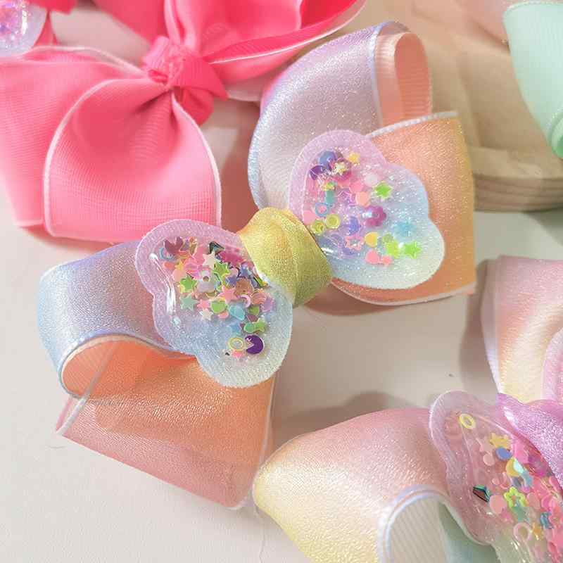 ヘアクリップ キッズ 女の子用 普段使い お出かけ ダッカールクリップ 布製 手作り 立体的なダブルグログランリボン 蝶結び カラフル 清楚可愛い 春夏