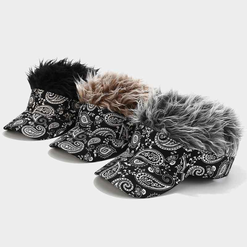 キャップ メンズ レディース ウィッグ付き エスニック レトロ ペイズリー柄 総柄 UVカット 日よけ サイズ調節可能 オールシーズン コットン