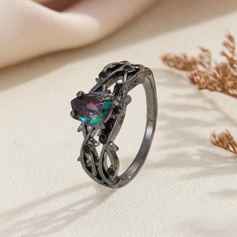 指輪 レディース 電気メッキ加工 合金製 欧米風 レトロ シンプル 個性的 幾何学模様 ファッション 通勤用 女性用 ガンブラック 普段使い アクセサリ