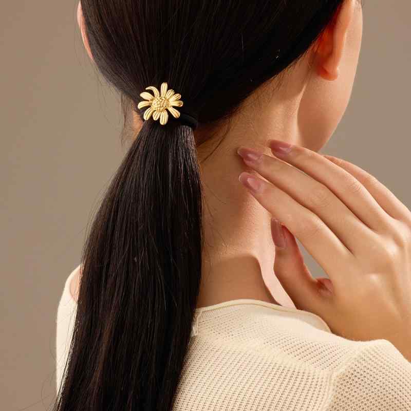 ヘアゴム レディース レトロ チタン鋼 ひまわり 高級感 電気メッキ加工 高伸縮 シンプル おしゃれ 通勤 オフィス 普段使い 春夏