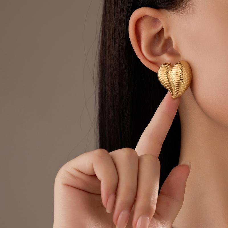 ピアス レディース 女性用 ステンレス チタン 金属アレルギー対応 ストライプ ハート シンプル 個性的 ..