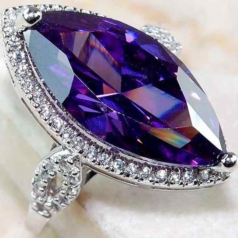 指輪 レディース リング 合金製 電気メッキ加工 馬眼カット ジルコニア パープル 婚約 結婚式 パーティー 普段使い かわいい おしゃれ エレガント 上品 輝く 幾何学デザイン 女性用 アクセサリー