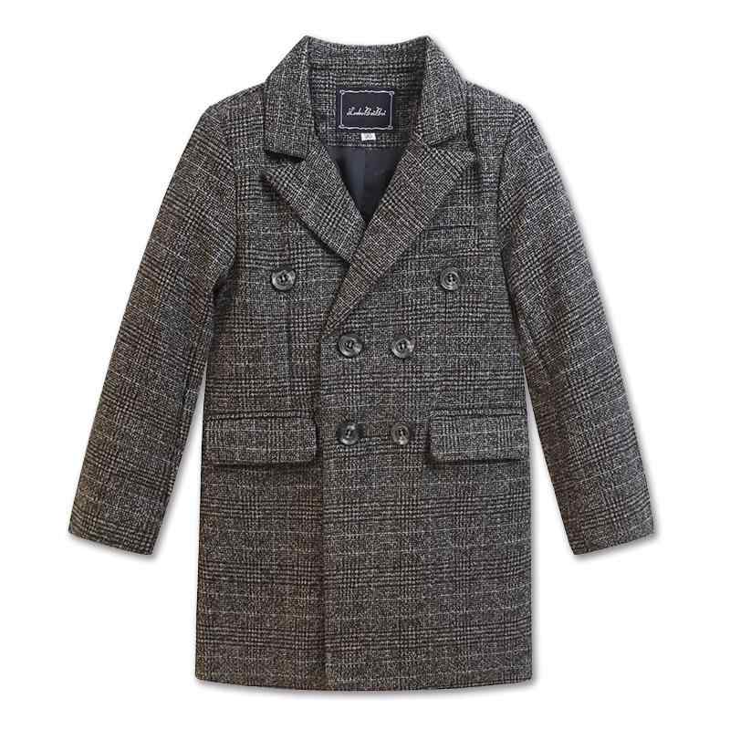 コート 男の子 ボーイズ キッズ ジュニア 秋冬春 中綿入り 防寒 保温 暖かい シングルボタン テーラードカラー チェック柄 ミドル丈 ウール調 アウター 韓...