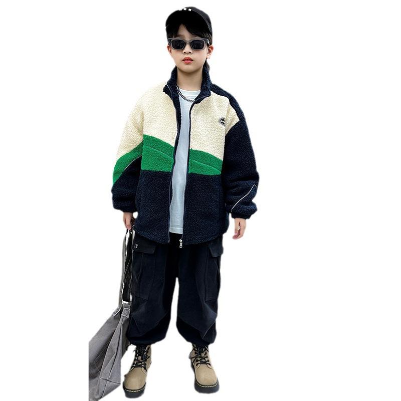 キッズ 男の子 冬物 アウター ジュニア 厚手 裏ボア 防寒 柔らかい ジップアップ コート スタンドカラー 長袖 通学用 カジュアル おしゃれ