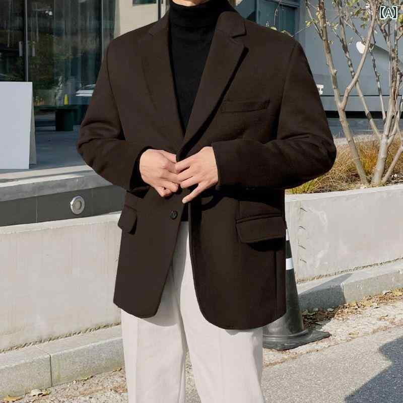 ジャケット メンズ 厚手 保温 高級感 ゆったり オーバーサイズ メルトン素材 ウー...