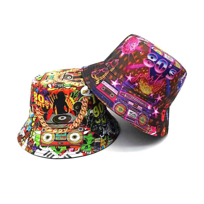 バケットハット 男女兼用 カセットテープ柄 リバーシブル 春夏 UVカット 日よけ 遮光 欧米風 レトロ 80..