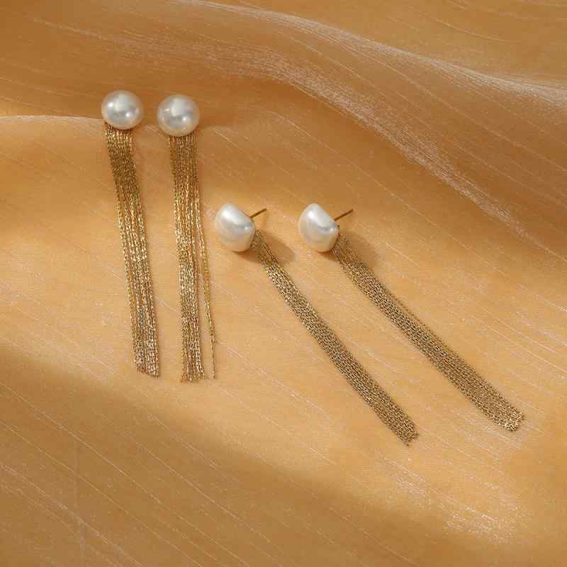 ピアス イヤリング レディース 女性用 チタン鋼 ステンレス鋼 揺れる ドロップピアス パール フリンジ ラウンドパール 高級感 上品 ファッション トレンド 万能 通勤 オフィス 春夏 アクセサリー