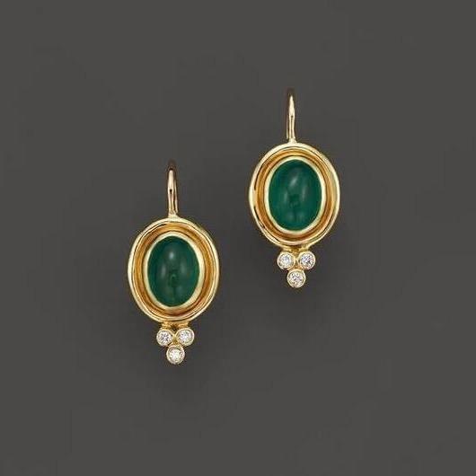 Akoya Pearl - フックピアス レディース 電気メッキ加工 合金製 レトロ ボヘミアン 個性的 スネークモチーフ オーバル グリーン おしゃれ ファッション 通勤 オフィス