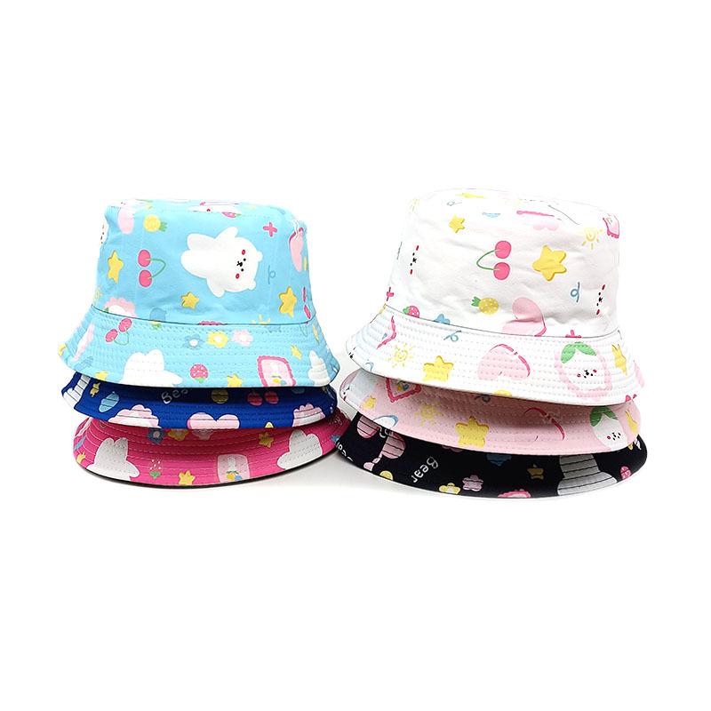 UVカット 日よけ 通気性 リバーシブル つば広 漁夫帽 キッズ 子供 ベビー 男の子 女の子 春夏 プリント柄 かわいい 雲柄 ポリエステル カジュアル(x2...