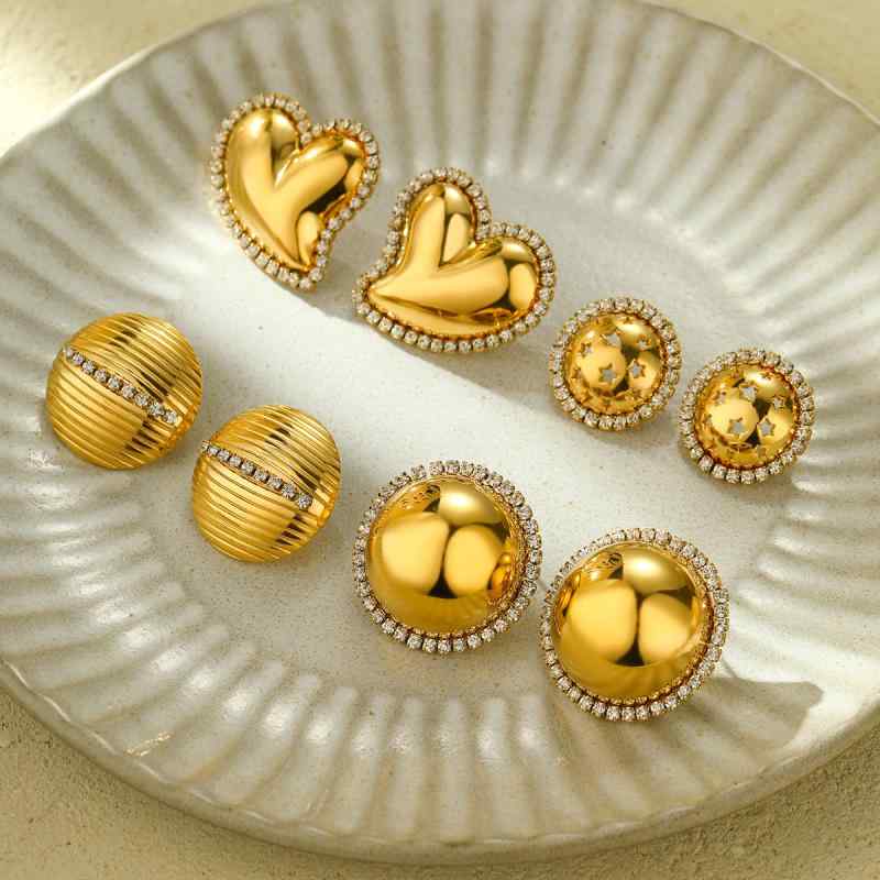 ピアス レディース チタン鋼 18Kメッキ ハート ジルコニア スター 透かし おしゃれ 高級感 多用途 通勤..