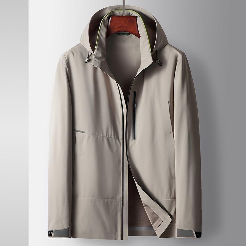 ジャケット メンズ 春秋 薄手 防風 ストレッチ フード取り外し可能 スタンドカラー ジップアップ ナイロン ポリエステル 大人カジュアル ビジネス 通勤 アウトドア レジャー 高級感 長袖 アウター(4)