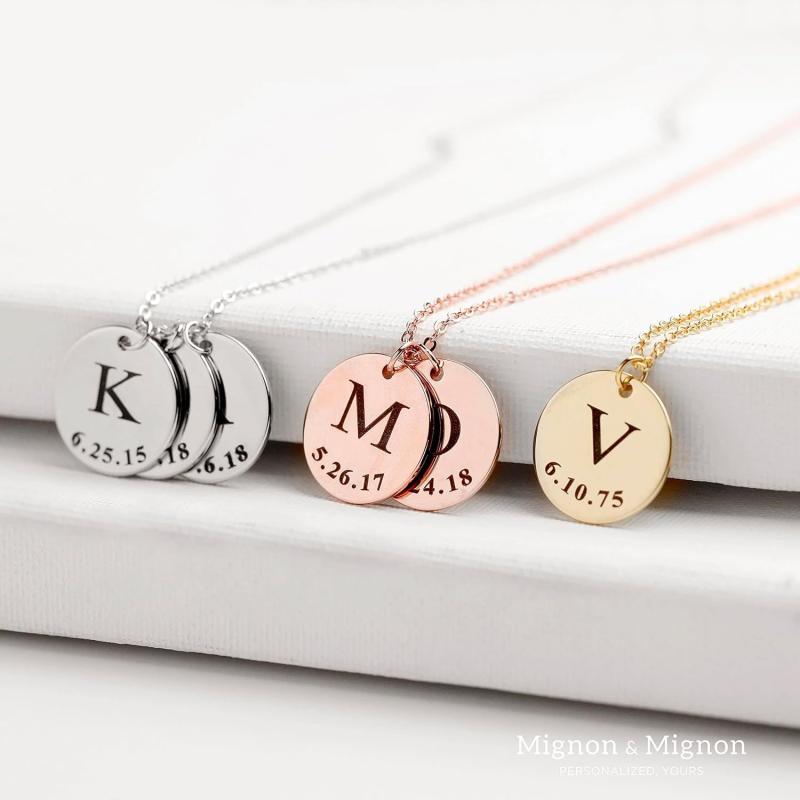 Akoya Pearl - ネックレス レディース ステンレス製 電気メッキ加工 鏡面仕上げ 13mm 丸型プレート スネークチェーン 個性的 おしゃれ ファッション シンプル 大人カジュアル 通勤 オフィス