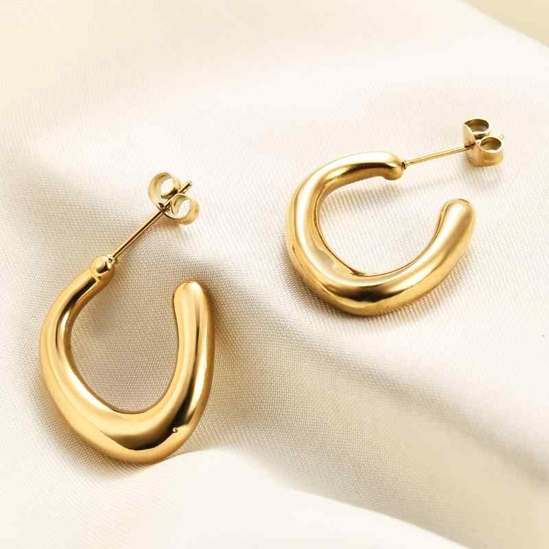 ピアス レディース 欧米風 ファッション シンプル 幾何学 アシンメトリー U字型 ステンレス 電気メッキ..