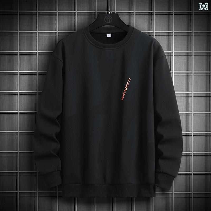 スウェット メンズ 裏起毛 シワになりにくい クルーネック 長袖 プリント ゆったり 大きいサイズ ビッグサイズ カジュアル 韓国 ファッション 秋冬 部屋着 トップス