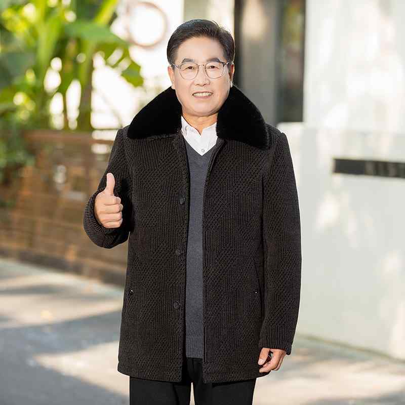 中綿ジャケット メンズ 中高齢 防風 保温 防寒 厚手 裏ボア フェイクファー襟 ゆったり 大きいサイズ メルトン調 秋冬 ビジネス デイリー シングルボタン 多ポケット 無地 カジュアル ミドル丈