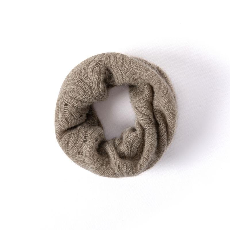 ネックウォーマー 男女兼用 スヌード 100% カシミヤ 秋冬 保温 防寒 首元保護 冷え対策 透かし編み ニ..