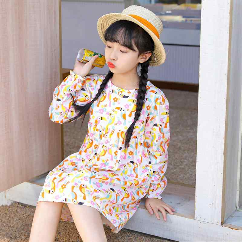 ワンピース キッズ 女の子 春秋 シンプル 韓国風 プリンセス 長袖 Aライン 肌に優しい 綿100% かわいい アニマル柄 カートゥーンプリント カジュアル ...
