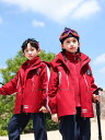 マウンテンパーカー キッズ 子供 男女兼用 3WAY 防寒 撥水加工 フード取り外し可能 ジップアップ 冬用 登山 アウトドア スクールウェア 学生服 セットアップ レッド ポリエステル 韓国風 カジュアル 柔らかな肌触り