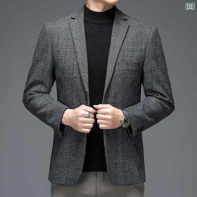 テーラードジャケット メンズ 秋冬 ビジネス カジュアル ビジカジ 通勤 ゆったり オーバーサイズ ウール調 メルトン シングルボタン 2つボタン シワになりにくい チェック柄