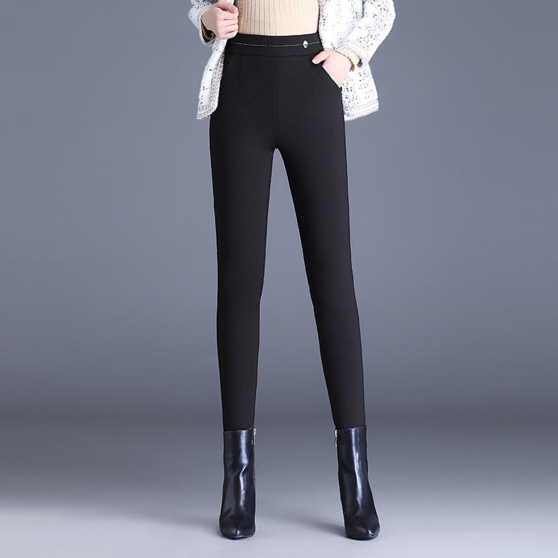 中綿パンツ レディース 秋冬 保温 防寒 厚手 ストレッチ ハイウエスト スリム スキニー テーパード ロング丈 通勤 カジュアル 部屋着 上品 シンプル 黒