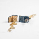 ピアス イヤリング レディース ロング丈 立体感 タッセル 星 スター マジックブック 魔法書 ブルー 青 かわいい メルヘン 銅製 ロココ調 レトロ 万能 オールシーズン カジュアル ファッション