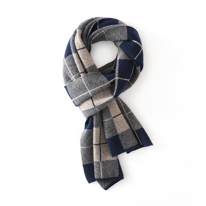 マフラー 男女兼用 ユニセックス 秋冬 保温 防寒 カシミヤ ニット ロング丈 チェック柄 配色 大判 ストール やわらか なめらか 上質 着回し 通勤 オフィス カジュアル