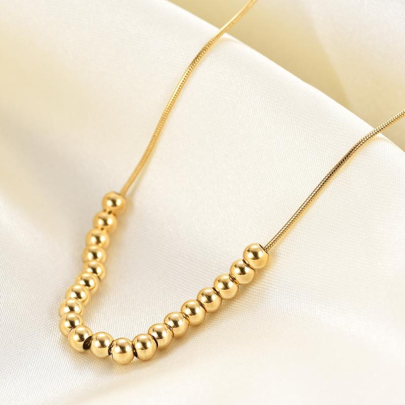 ネックレス レディース サージカルステンレス製 20粒ラウンドボール 4mm スネークチェーン 電気メッキ加工 シンプル おしゃれ インスタ風 ファッション 通勤 オフィス きれいめカジュアル 万能
