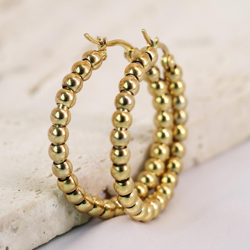 ピアス レディース 女性用 韓国風 シンプル 上品 14Kゴールド チタン鋼 電気メッキ加工 4mm ボール ゴ..