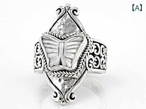 指輪 レディース 女性用 欧米風 レトロ ヴィンテージ アンティークシルバー 蝶々柄 合金 OLファッション 通勤スタイル アクセサリー プレゼント(4)