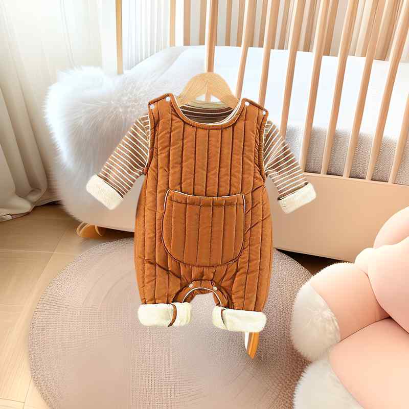 ベビー服 新生児 男の子 女の子 男女兼用 秋冬 裏起毛 厚手 サロペット オーバーオール 長袖インナー 2..