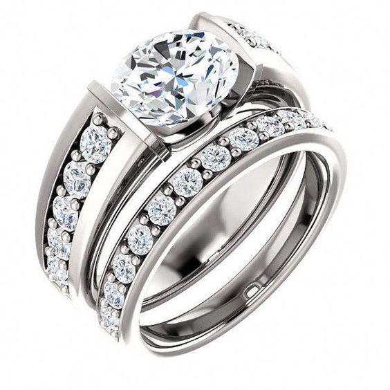 指輪 レディース 白金メッキ ジルコニア 合金製 欧米風 シンプル ファッション 通勤用 ペアリング 婚約指輪セット 上品な輝き ギフト 普段使い アクセサリー(4)