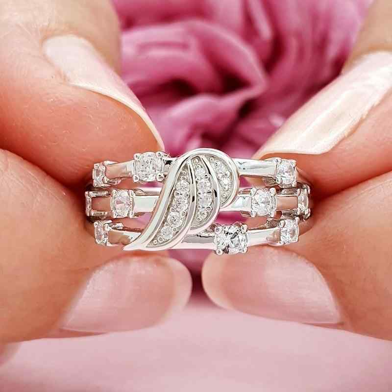 指輪 レディース ダブルレイヤー ハート 2WAY 電気メッキ加工 合金製 プラチナカラー 花モチーフ おしゃれな通勤 オフィス エレガント デイリーユース ファッションリング