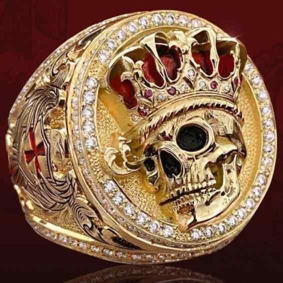 指輪 メンズ 男性用 リング アクセサリー 欧米風 王冠 クラウン スカル ドクロ 合金 ゴールド シンプル ファッション 通勤 幾何学模様 ユニーク(4)