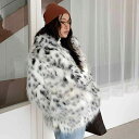ファーコート レディース アウター フォックスファー フェイクファー もこもこ ヒョウ柄 雪ヒョウ柄 ミドル丈 ロング丈 テーラードカラー 長袖 ファッション ...