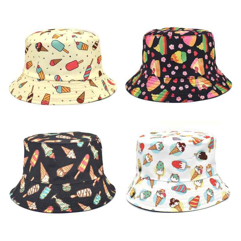 バケットハット メンズ レディース 男性用 女性用 リバーシブル プリント アイスクリーム柄 UVカット ..