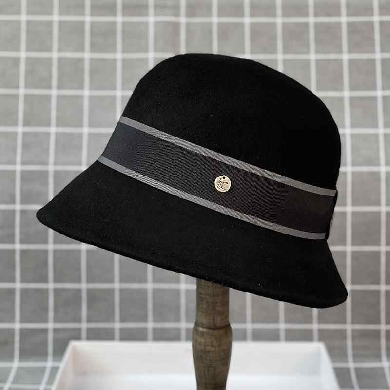 フェルトハット レディース 保温 防寒 シンプル カジュアル 万能 デイリーユース レトロ 英国風 短いつば クロッシェハット ウール混 秋冬 通年 カーキ 黒 白