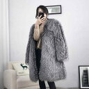 コート レディース 女性用 秋冬 暖かい 防寒 フェイクフォックスファー ロング丈 カジュアル お出かけ デイリー ゆったり アウター ジャケット Vネック シ...