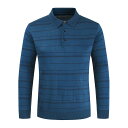 ポロシャツ メンズ 秋冬 長袖 襟付き ゆったり ストライプ柄 ニット ビジネスカジュアル デイリーユース 綿混素材 切り替えデザイン シンプル トップス