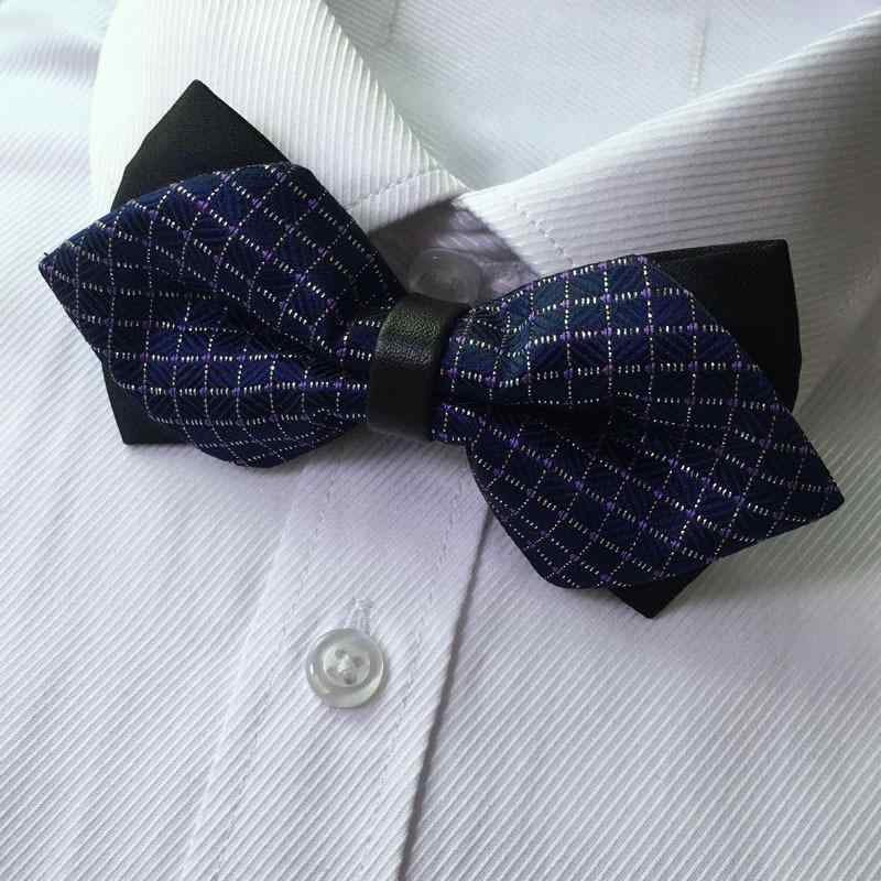 蝶ネクタイ メンズ 結婚式 新郎 介添人 フォーマル 個性的 おしゃれ PUレザー シャープなデザイン チェック柄 ドット柄 ストライプ柄 ポリエステルシルク 豊富なカラーバリエーション